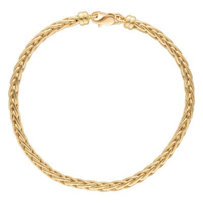 750 Yellow Gold Hollow Palm Link Bracelet, Width 4 mm to 6 mm, Length 16 cm - Manillon