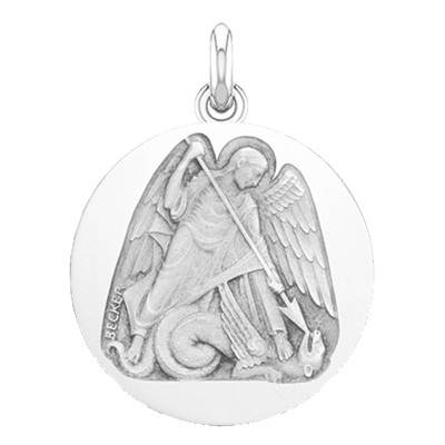 Médaille Saint Michel Or Blanc 750, Diamètre 15 mm à 20 mm - Becker