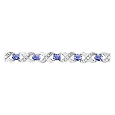Bracelet, Or Blanc 750, Tanzanites & Diamants, Longueur 19 cm - Aurora