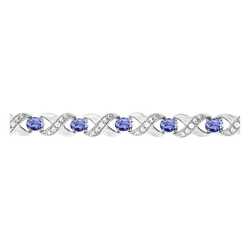 750/1000 White Gold Infinity Link Tanzanite and Diamond Bracelet, 19 cm - Aurora