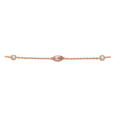 375 Rose Gold Morganite & Diamond Bracelet, Length 16 cm to 18 cm - Aurora