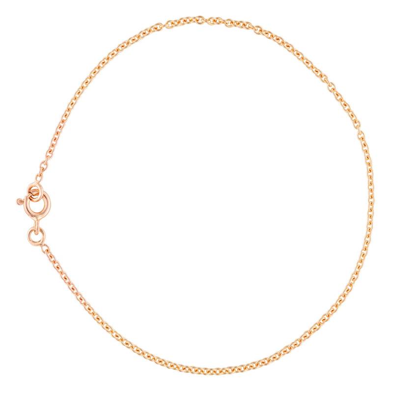 750 Rose Gold Round Cable Chain Bracelet, Width 1.05 mm to 1.50 mm, Length 19 cm - Manillon