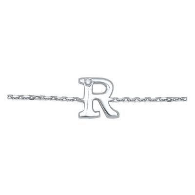 Bracelet Lettre en Or Blanc 375 & Diamant, Longueur 16 à 18 cm - Aurora