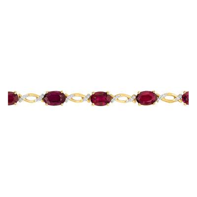 Bracelet en Or Jaune 750, Rubis & Diamants, Longueur 19 cm - Aurora