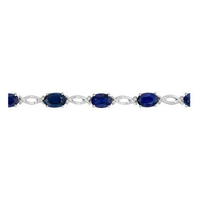 Bracelet en Or Blanc 750, Saphirs & Diamants, Longueur 19 cm - Aurora