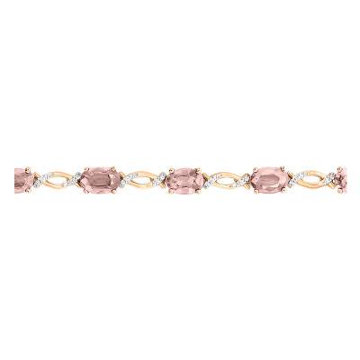 Bracelet, Or Rose 750, Tourmalines Roses & Diamants, Longueur 19 cm - Aurora