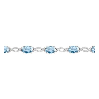 Bracelet en Or Blanc 750, Topazes bleues & Diamants, Longueur 19 cm - Aurora