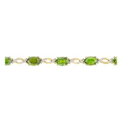 Bracelet, Or Jaune 750, Péridots & Diamants, Longueur 19 cm - Aurora