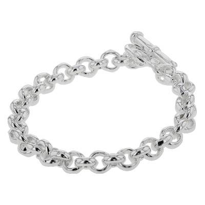 925/1000 Sterling Silver Rolo Chain Bracelet with Anchor Clasp, 19 cm - Artemis