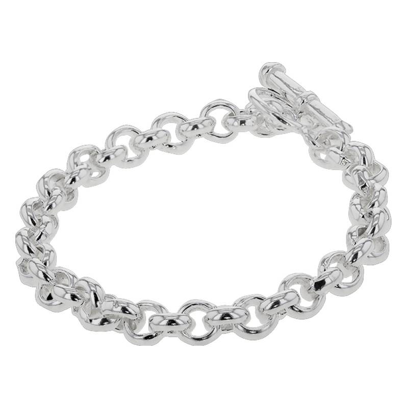 925/1000 Sterling Silver Rolo Chain Bracelet with Anchor Clasp, 19 cm - Artemis