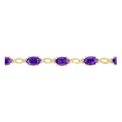 Bracelet, Or Jaune 750, Améthystes & Diamants, Longueur 19 cm - Aurora
