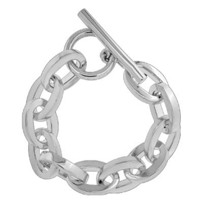 Flat Oval Link Silver Bracelet, 20 cm - Artemis