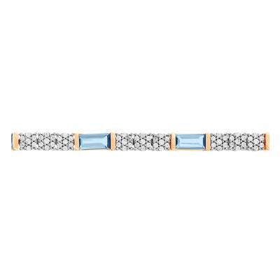 Bracelet, Or Rose 750, Topazes bleues & Diamants, Longueur 19 cm - Aurora