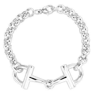 925 Silver Rolo Chain Bracelet with 2 Clasps, Length 19 cm, Width 7 mm - Artemis