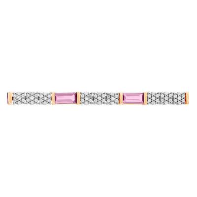 Bracelet en Or Rose 750 avec Morganites & Diamants, Longueur 19 cm - Aurora