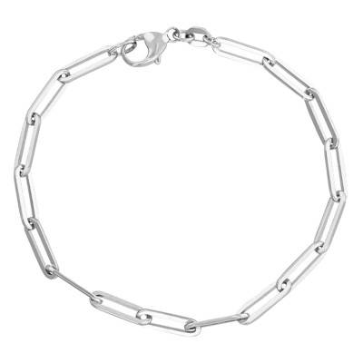 Bracelet chaine maille rectangle, Argent Massif, Longueur 18 cm, Largeur 2,5 mm - Manillon