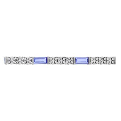 Bracelet en Or Blanc 750, Tanzanites & Diamants, Longueur 19 cm - Aurora