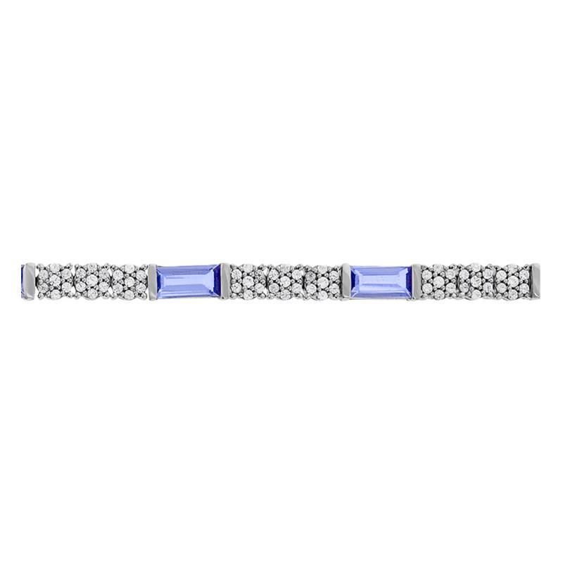750/1000 White Gold, Tanzanite & Diamond Bracelet, 19 cm - Aurora