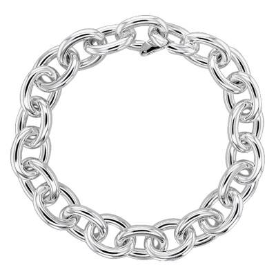 925 Silver Round Cable Chain Bracelet, Length 18.5 cm, Width 11 mm - Artemis