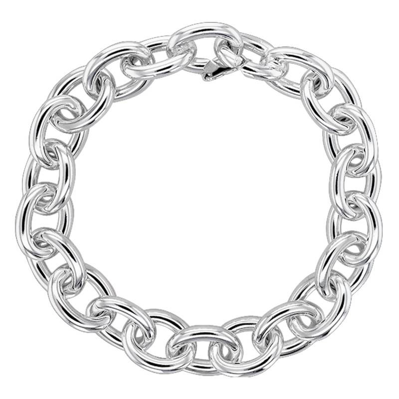 925 Silver Round Cable Chain Bracelet, Length 18.5 cm, Width 11 mm - Artemis