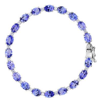 Bracelet Or blanc Diamants & Tanzanites, Longueur 19 cm - Aurora
