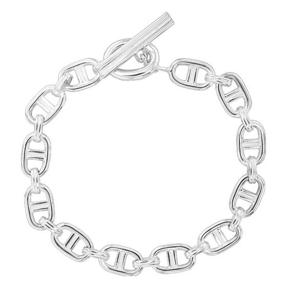 Bracelet Multi Chaînettes & Barrette Rigide Argent Massif 925/1000 Rhodié