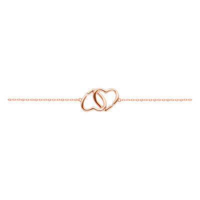 Bracelet Coeurs Inversés Or Rose 375 & Diamants 0,02 ct, Longueur 18 cm, Largeur 0,90 mm - Aurora