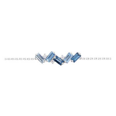 375/1000 or 750/1000 White Gold & Blue Topaz Bracelet, Length 19.50 cm - Aurora