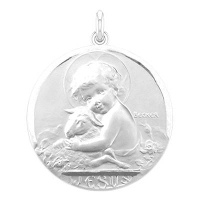 Médaille de Berceau Jésus Argent, Diamètre 50 mm - Becker