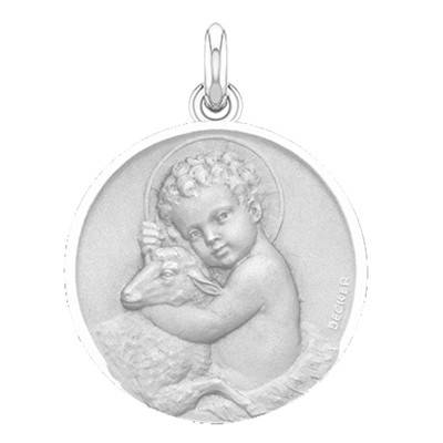 Médaille Enfant Jésus Or Blanc 750, Diamètre 15 mm à 22 mm - Becker