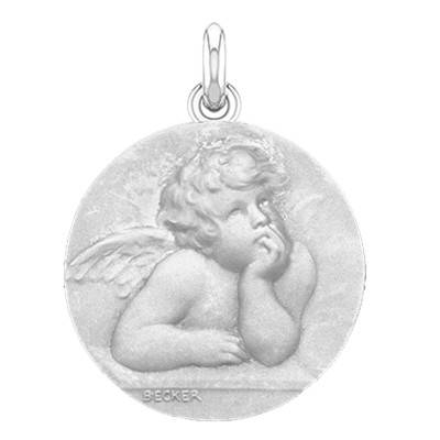 Médaille Ange Raphaël Or Blanc 750, Diamètre 15 mm à 22 mm - Becker