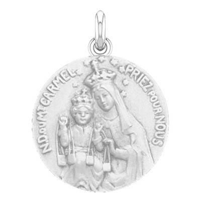 Médaille Vierge du Mont Carmel Or Blanc 750, Diamètre 15 mm à 22 mm - Becker