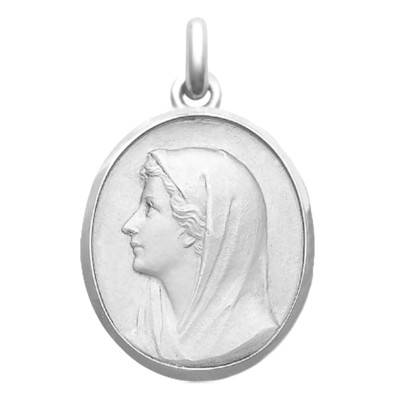 Médaille Vierge Au Voile Or Blanc 750, Diamètre 27 mm - Becker