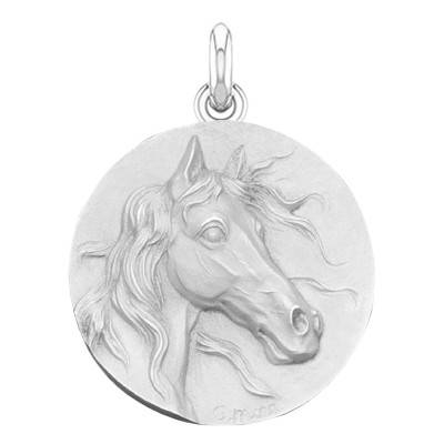 Médaille Le Cheval Or Blanc 750, Diamètre 16 mm à 22 mm - Becker