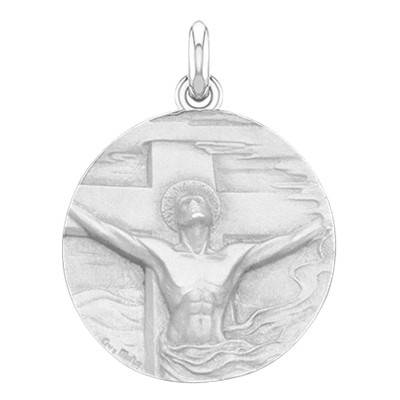 Médaille Christ Rédemption Or Blanc 750, Diamètre 16 à 22 mm - Becker