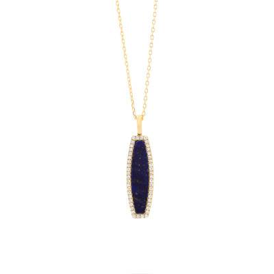 Collier Lapis-lazuli 2,31 ct & Diamants 0,13 ct en Or Jaune 750, Longueur 42 cm - Aurora