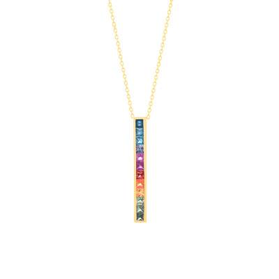 Collier Saphirs Multicolores 1 ct en Or Jaune 750, Longueur 42 cm - Aurora