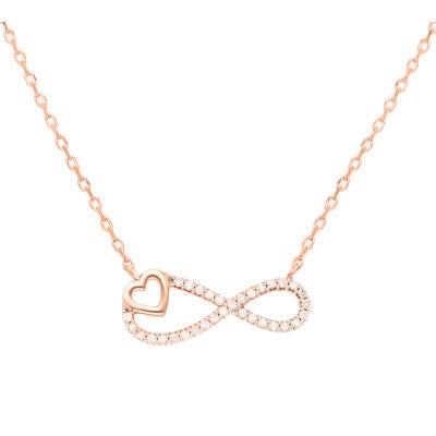 Collier Infini Coeur en Or Rose 375 & Diamants 0,10 ct, Longueur 45 cm - Aurora