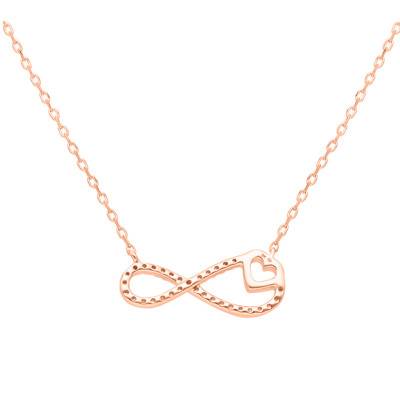 Collier Infini Coeur en Or Rose 375 & Diamants 0,10 ct, Longueur 45 cm - Aurora