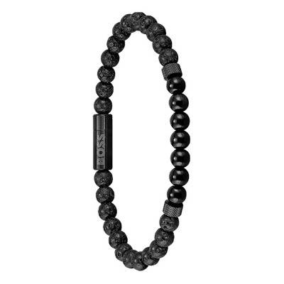 Bracelet Pierre de Lave Noire, Longueur 19 cm, Largeur 8 mm - Boss