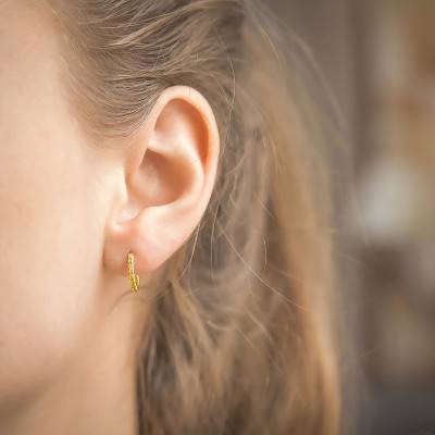 Yellow Gold 375 or 750 Hoop Earrings & Citrine, 11.5 mm Diameter - Aurora