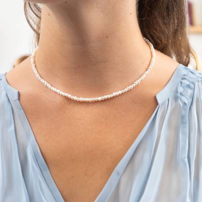 Gold-Tone Pearl Necklace, 45 cm Length - Emanessence