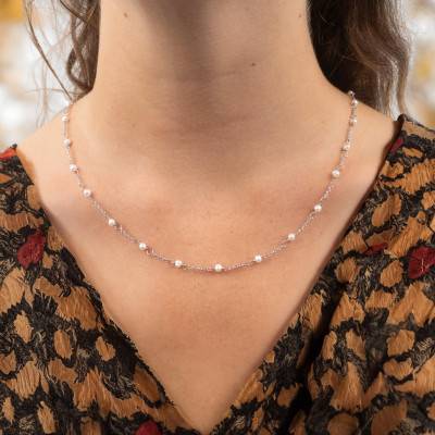 Collier Perles Argenté, Longueur 65 cm - Emanessence