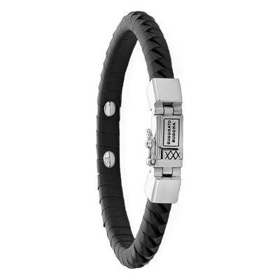 Bracelet Komang Small Leather Black, Longueur 19 cm ou 21 cm, Largeur 7,00 mm - Buddha to Buddha