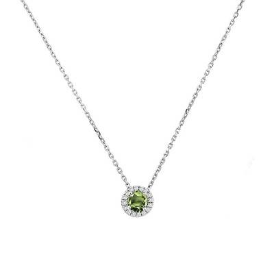 Collier Or Blanc 750 et Péridot, Longueur de 42 à 45 cm - Aurora
