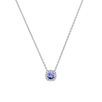Collier Or Blanc 750 et Coussin Topaze, Longueur de 42 à 45 cm - Aurora