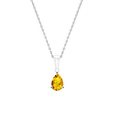 Collier Citrine Or Blanc 375, Longueur 45 cm - Aurora
