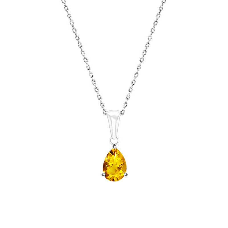 375/1000 White Gold Citrine Necklace, 45 cm Length - Aurora