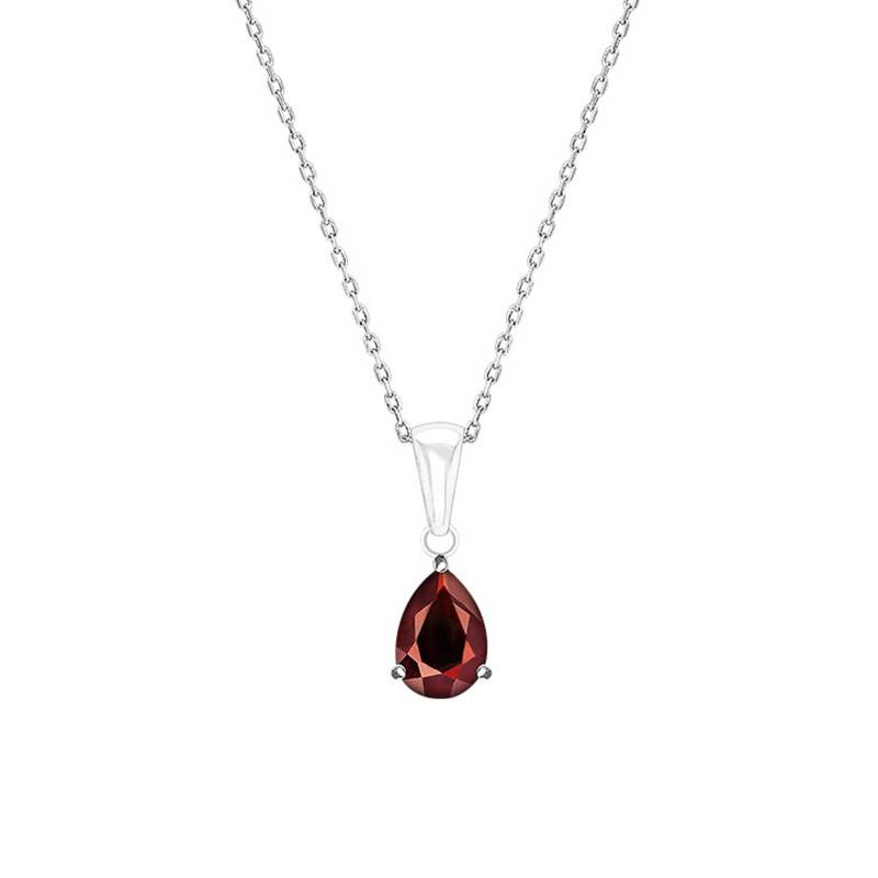 18K White Gold & Garnet Necklace 45 cm - Aurora