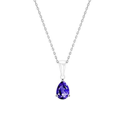 375/1000 White Gold Iolite Necklace, 45 cm Length - Aurora